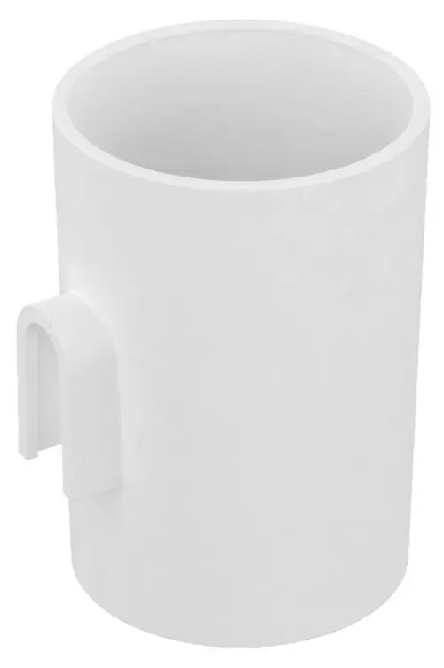 Weißer, zylindrischer Toilettenbürstenhalter mit seitlichem Griff aus Kunststoffen, entworfen von Keuco.